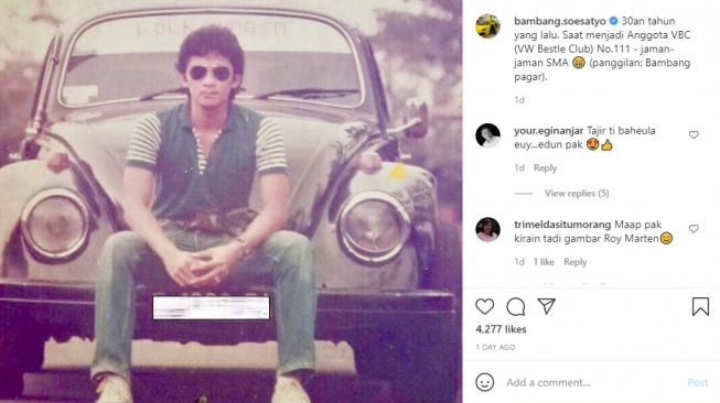 Bambang Soesatyo tampil keren bersama VW beetle (Instagram)