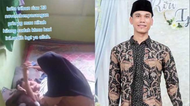 Kolase tangkapan layar video TikTok dan foto calon pengantin pria bernama Horas Ipong. [TikTok/Ist]