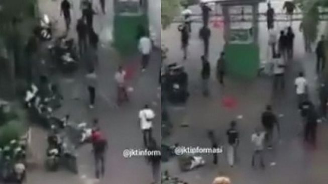 Tangkapan layar video viral kericuhan di Rusunami City Park Cengkareng, Jumat (29/1/2021). [Instagram@jktinformasi]