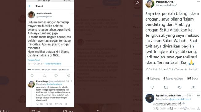 Abu Janda mengaku tidak pernah menyebut Islam Arogan.[Twitter/@permadiaktivis1]