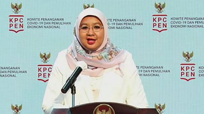 Juru Bicara Pemerintah untuk Vaksinasi Covid-19 dr Siti Nadia Tarmizi dalam konferensi pers virtual di Jakarta, Jumat (21/1/2021). [Tangkapan layar Youtube Sekretariat Presiden]