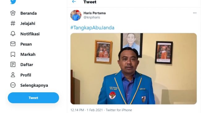 Ketua DPP KNPI Haris Pertama.[Twitter/@knpiharis]