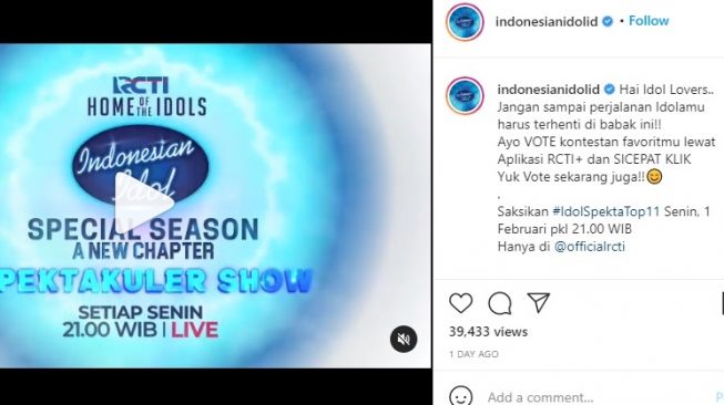 Unggahan Indonesian Idol Special Season [Instagram/@indonesianidolid]