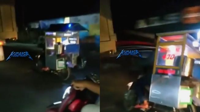 Pemotor goyang oleng malah cium bokong truk. (Instagram)