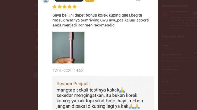 Pembeli dan penjual sama-sama ngeselin saat review sikat bulu mata. [Twitter/@txtdarionlshop]