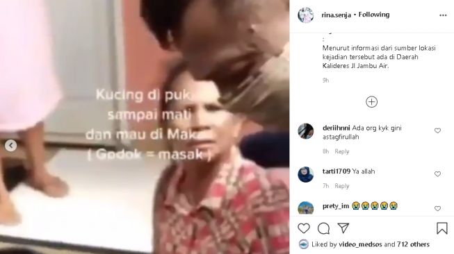 Pelaku pemukul kucing yang akan masak dan konsumsi daging kucing (Instagram)