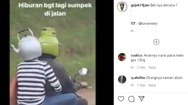 Desain helm unik yang membuat pengguna jalan salah fokus (Instagram)