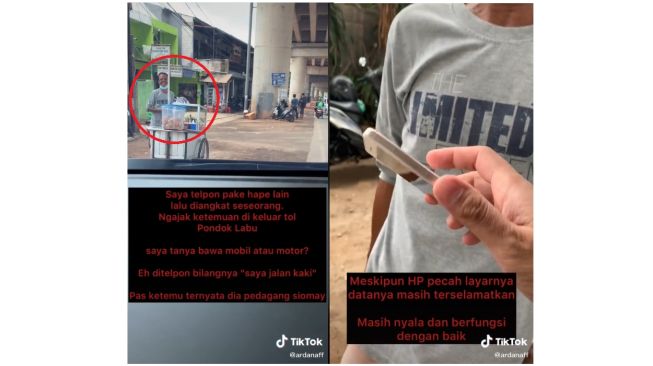 HP Arda Naff Hilang, Ternyata Ditemukan Pedagang Siomay Berhati Emas (tiktok.com/@ardanaff)