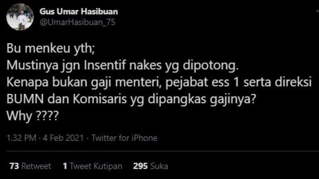 Cuitan Gus Umar Hasibuan. (Twitter)