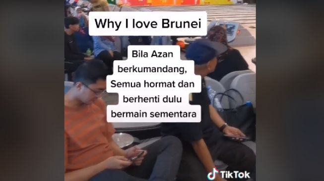 Suasana saat azan berkumandang di Brunei (TikTok)