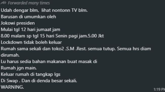 CEK FAKTA: Benarkah Jokowi Resmi Terapkan Lockdown Akhir Pekan?