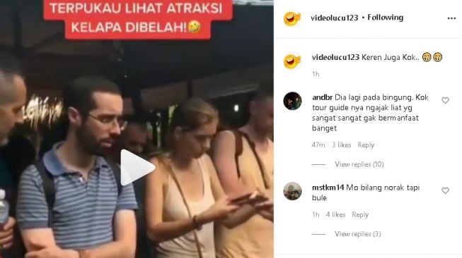 Kupas kelapa jadi atraksi wisata di Vietnam (Instagram/@videolucu123)