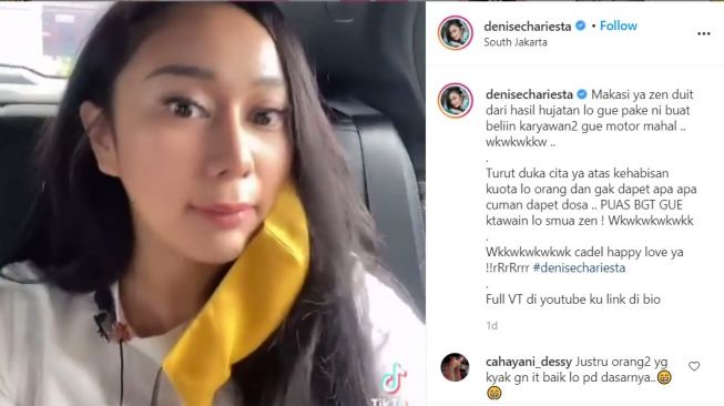 Denise Chariesta belikan motor untuk karyawannya (Instagram)