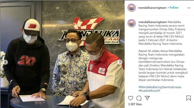 Dimas Ekky resmi didaulat mengikuti balap FIM CEV Moto2 di tahun 2021 (Instagram)