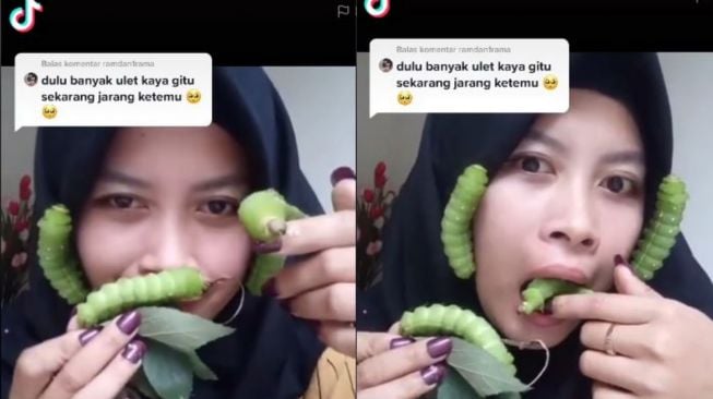 Bikin Geli! Wanita Pegang dan Masukkan Ulat ke Dalam Mulut, Videonya Viral