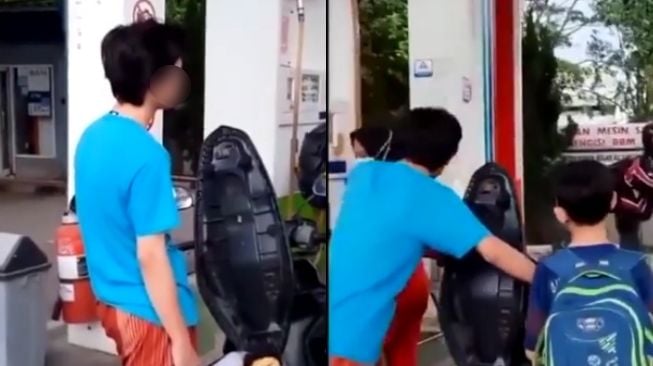 Viral Perempuan Diam-Diam Rekam Cowok Ganteng di SPBU, Malah Kena Semprot