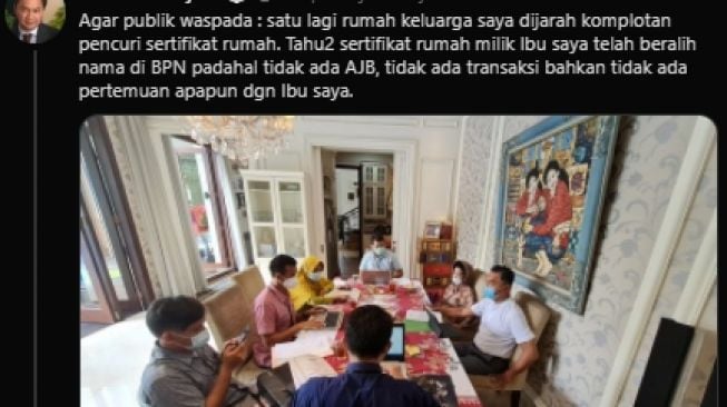 Rumah ibu Dino Patti Djalal dijarah komplotan pencuri. [Dino Patti Djalal / twitter]