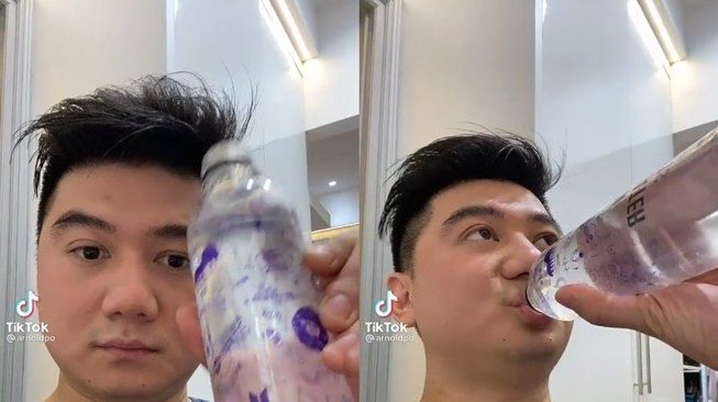 Cicip Air Minum BTS Seharga Rp300 Ribu, Reaksi Jujur Chef Arnold Viral. (TikTok/@arnoldpo)