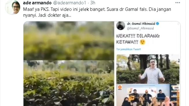 Cuitan Ade Armando soal video PKS (Twitter)