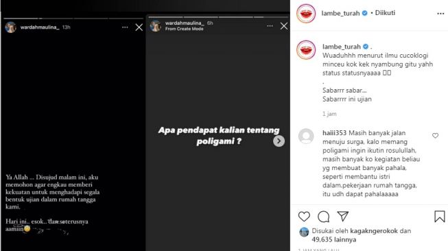 Unggahan soal Wardah Maulina [Instagram/@lambe_turah]