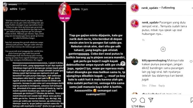 Pasangan yang sempat viral karena cowok terlalu tampan (instagram/@nenk_update)