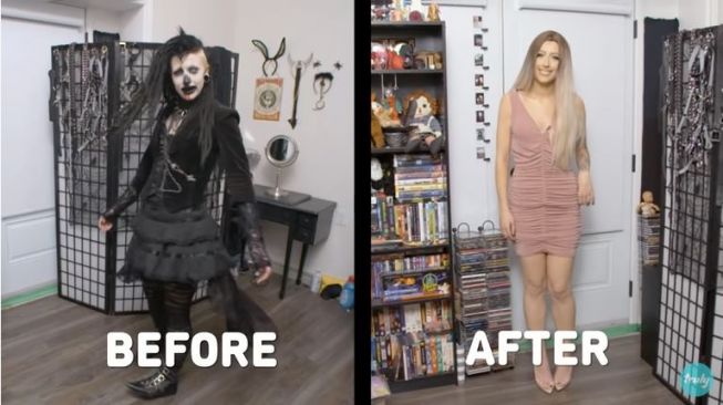 Biasa Tampil Gothic, Wanita Ini Lakukan Makeover untuk Tampil Mirip Model (youtube.com/truly)