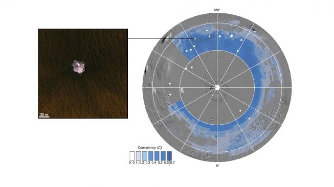 Peta Mars, kandungan air. [Nature Astronomy]