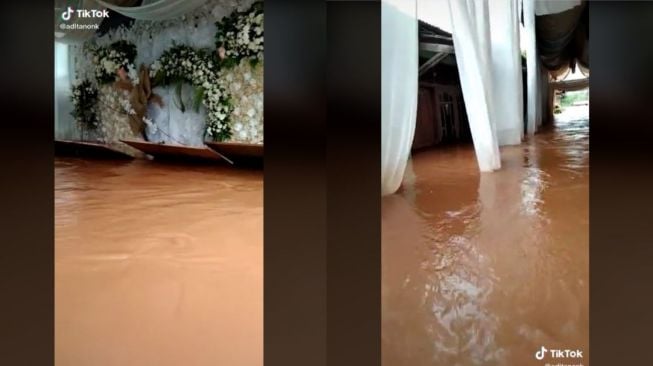 Viral Resepsi Pernikahan Batal karena Banjir (tiktok.com/@aditanonk)