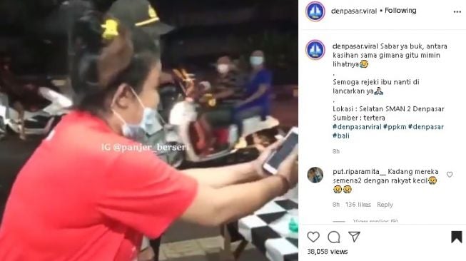 Ibu pemilik warung murka diminta tutup. (Instagram/@panjer_berseri @denpasar.viral)