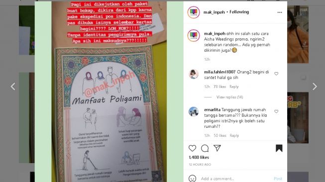 Paket misterius berisi selebaran poligami (instagram)