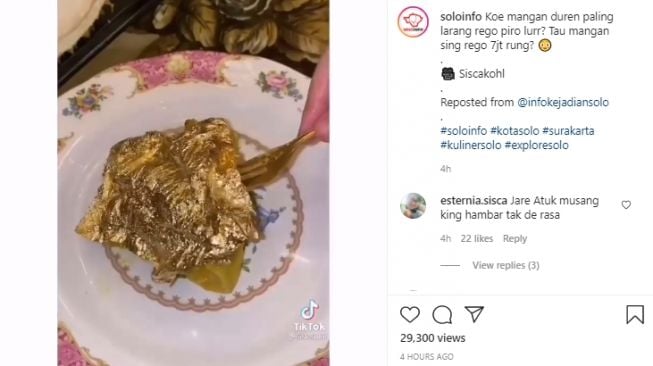 Makan Durian Harga Rp7 Juta, Gadis Ini Campurkan Emas dan Cokelat Belgia