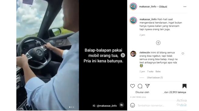 Viral! Pria Balapan Pakai Mobil Orang Tua, Publik: Endingnya Sesuai Harapan