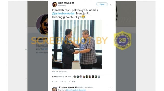 CEK FAKTA: Benarkah SBY Berikan Restu pada Anies Baswedan Menuju RI 1? (turnbackhoax.id)