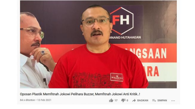 Ferdinand Hutahaean: Benarkah Jokowi Punya Buzzer? Ayo Kita Lihat Faktanya! (YT/Ferdinand Hutahaean)