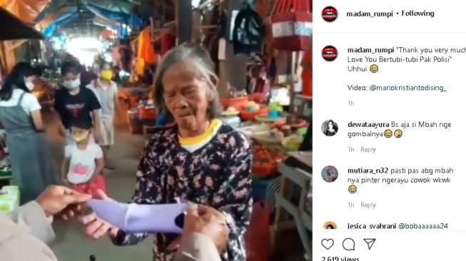 Nenek-nenek gombali polisi (Instagram/@madam_rumpi)