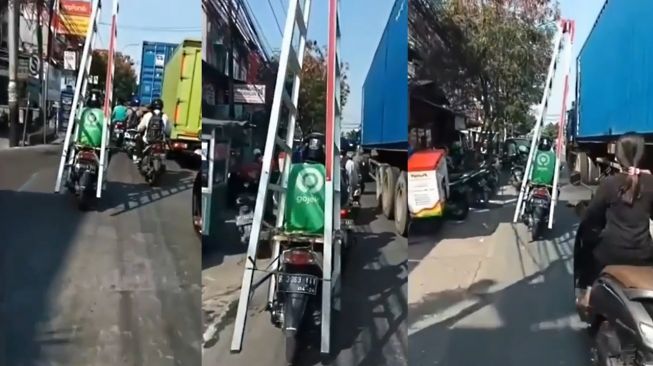 Viral Ojol Antar Tangga Setinggi Truk Kontainer, Warganet Marah ke Pemesan