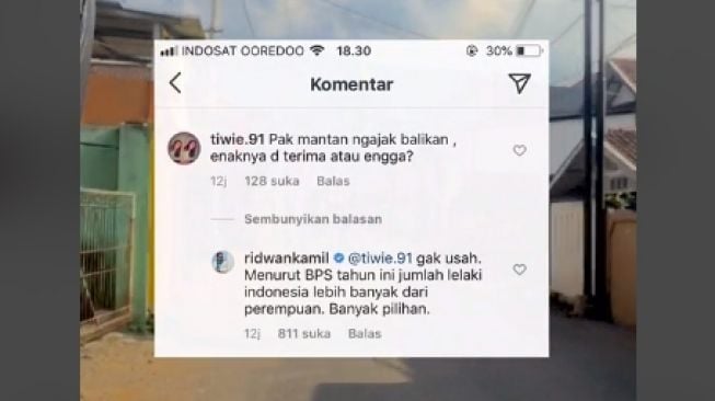 Ridwan Kamil tanggapi komentar warganet (Tiktok)