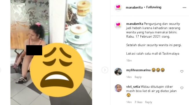 Wanita berbikini jalan-jalan di Mall di Kota Tasikmalaya (Instagram/@manaberita)