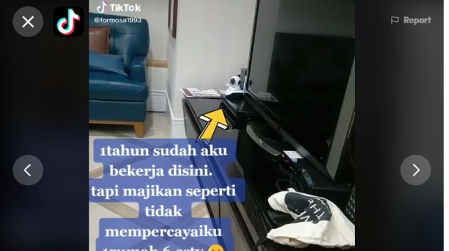 TKW curhat majikan sebar CCTV di rumah. [TikTok/@formosa1993]