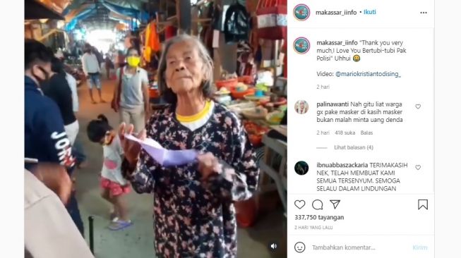 Aksi nenek gombali polisi bikinn gemas. [Instagram]