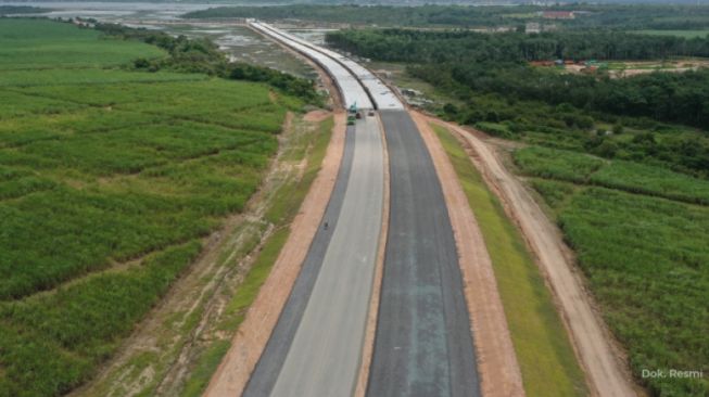 Jalan Tol Indralaya-Prabumulih sebagai bagian Jalan Tol Trans-Sumatera yang tengah dikerjakan PT Hutama Karya (Persero). ANTARA/Dokumentasi PT Hutama Karya [Persero]