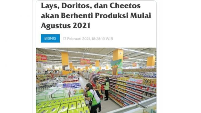 Lays, Cheetos, Doritos Berhenti Dijual di Indonesia, Warganet Menangis