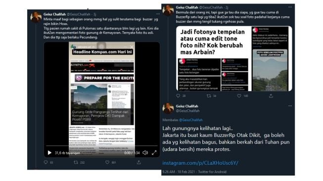 Cuitan Geisz Chalifah sebut Arbain Rambey pecundang (twitter.com/GeiszChalifah)