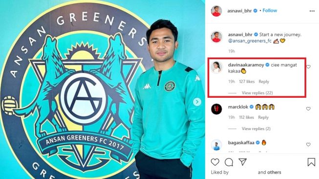 Asnawi Mangkualam dan Davina Karamoy sudah saling terbuka soal kedekatannya. (Instagram/ asnawi_bhr)