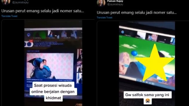 Sedang Wisuda Online, Aksi Pria Pegang Piring Ini Bikin Publik Salfok