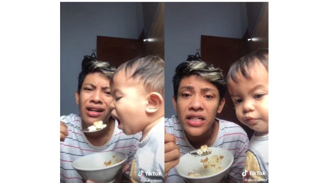 Ngakak! Video Bocah Dikerjai Kakaknya saat Makan, Ekspresinya Jadi Sorotan (tiktok.com/@akuardinnn)