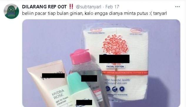 Belikan skincare untuk pacar (Twitter)