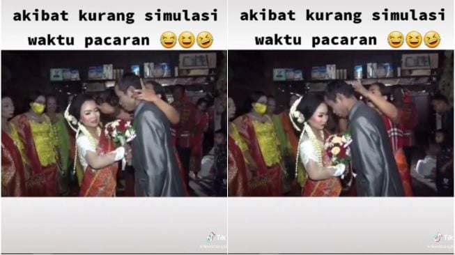 Viral Pengantin Pria Bingung Mau Cium Istri (tiktok.com/@kentangtiktok3)