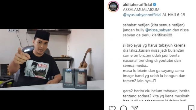 Unggahan Aldi Taher [Instagram/@alditaher.official]