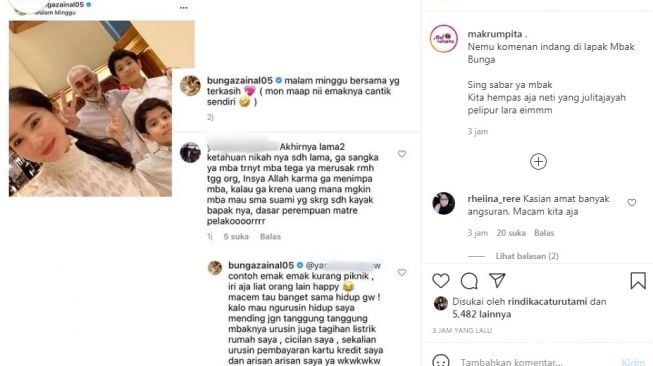 Unggahan soal Bunga Zainal [Instagram/@makrumpita]